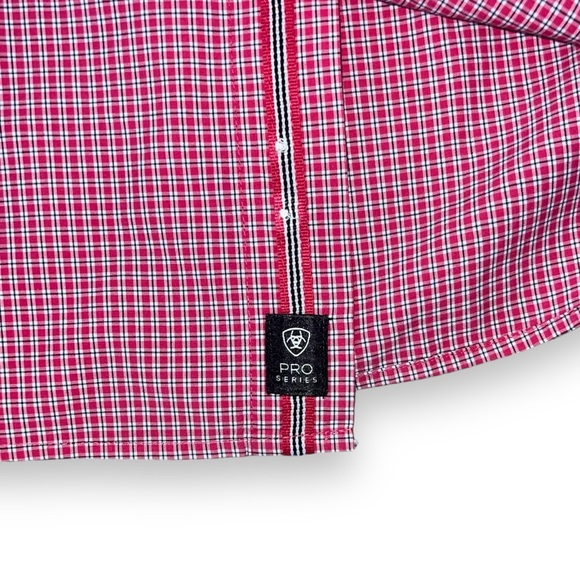 Ariat Pro Series Short Sleeve Button Down Shirt Men’s Large Red Plaid - Picture 3 of 8